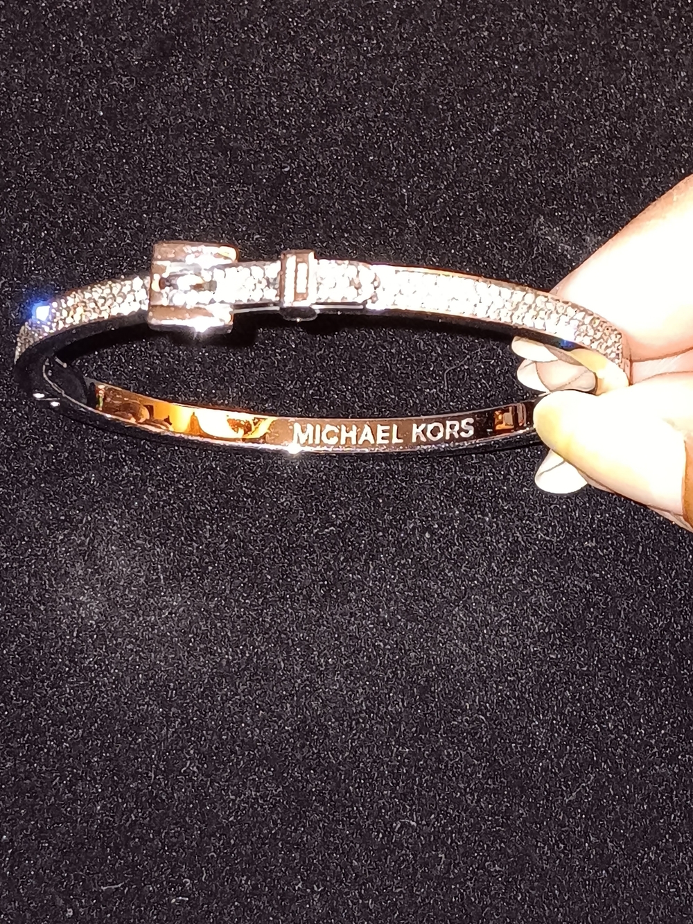 Michael Kors Rose Gold Pave Buckle Bangle Bracelet